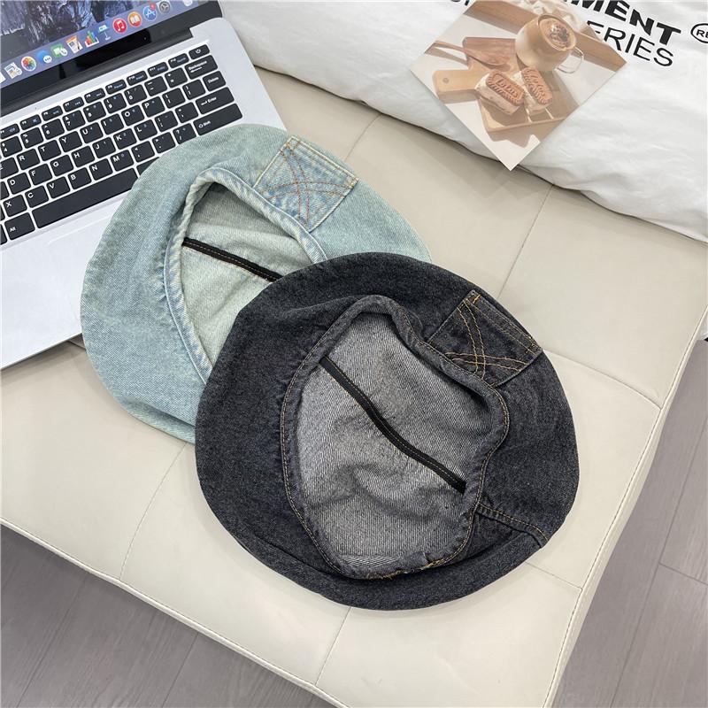 Hat Women's Year New Big Head Circumference Show Face Small Cowboy Beret Women's Summer Round Face Retro Octagonal Hat