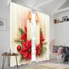 2pcs,2D Plane Printing Curtain Popular Christmas Candles Poinsettias Pinecones (2) 100% Polyester (without Rod) Home Decor Ldeal