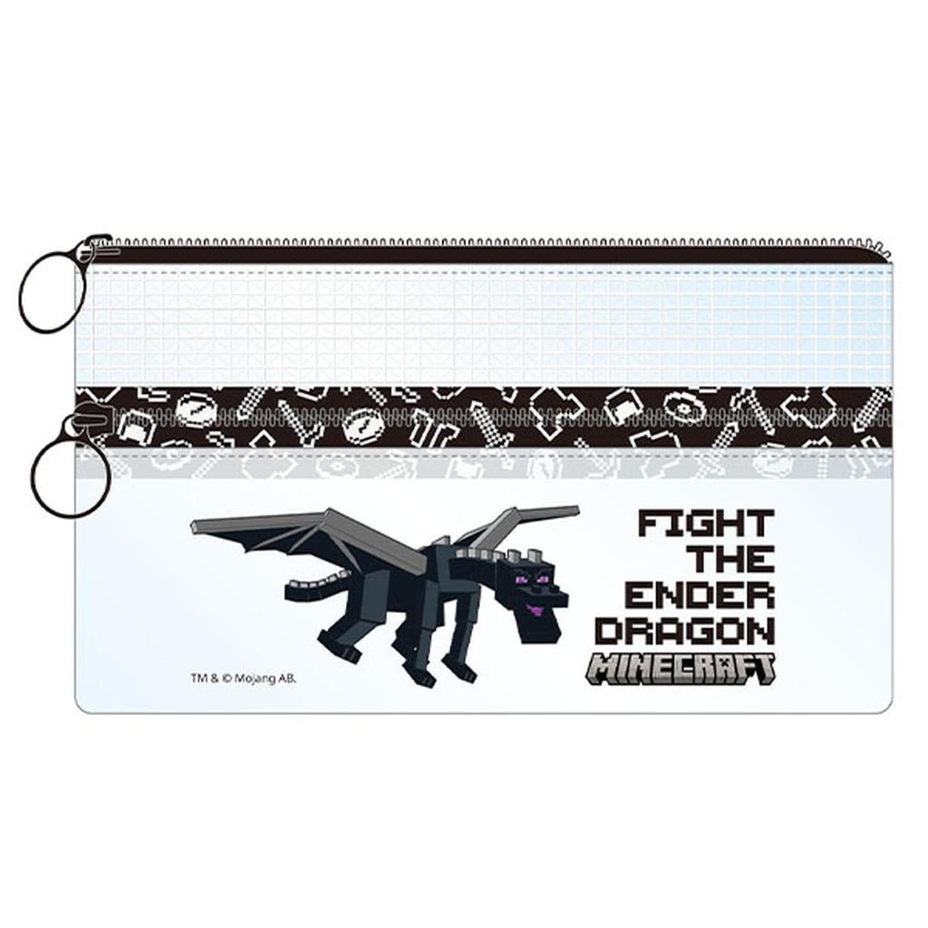 K Company Minecraft Clear Double Zipper Pouch, Ender Dragon, H110 X W200 X D20mm (MCT-CWF-ED)