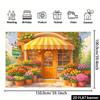 2D Colorful Tulip & Rose Flower Shop Banner, Yellow Awning Florist Wall Hanging for Photo Booth