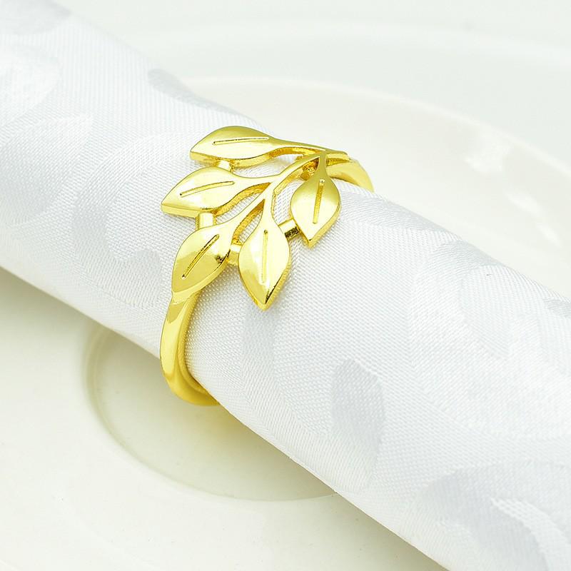 Leaf-Shaped Sparkling Napkin Rings - Tableware Decor