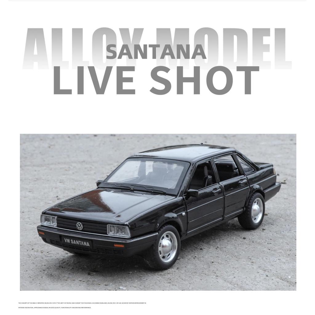 Modellino Auto Diecast in Metallo e Lega Volkswagen Santana 1/32 Suono e Luci Pull Back Alta Simulazione Giocattolo per Bambini Regali di Compleanno