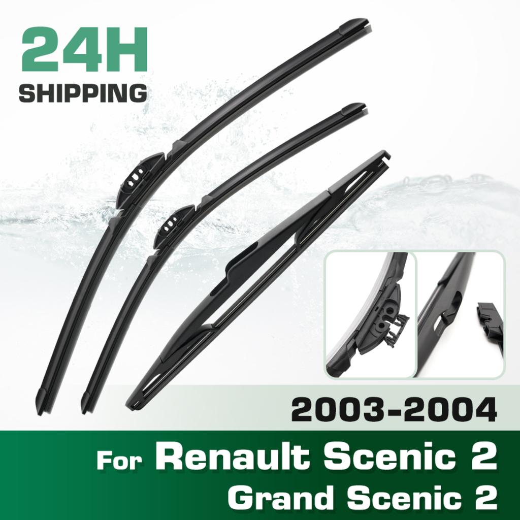 For Renault Scenic 2 / Grand Scenic 2 2003-2004 Wiper Front & Rear Wiper Blades Windshield Windscreen Window Brushes 26"+21"+10