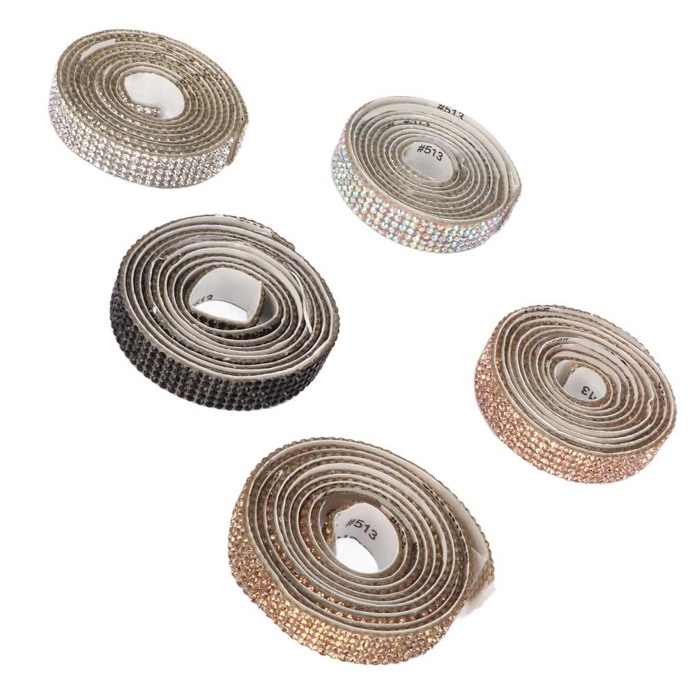 5pcs 1cm Width Self Adhesive Rhinestone Strips 5 Yards Total Crystal Ribbon Sticker  For Crafts