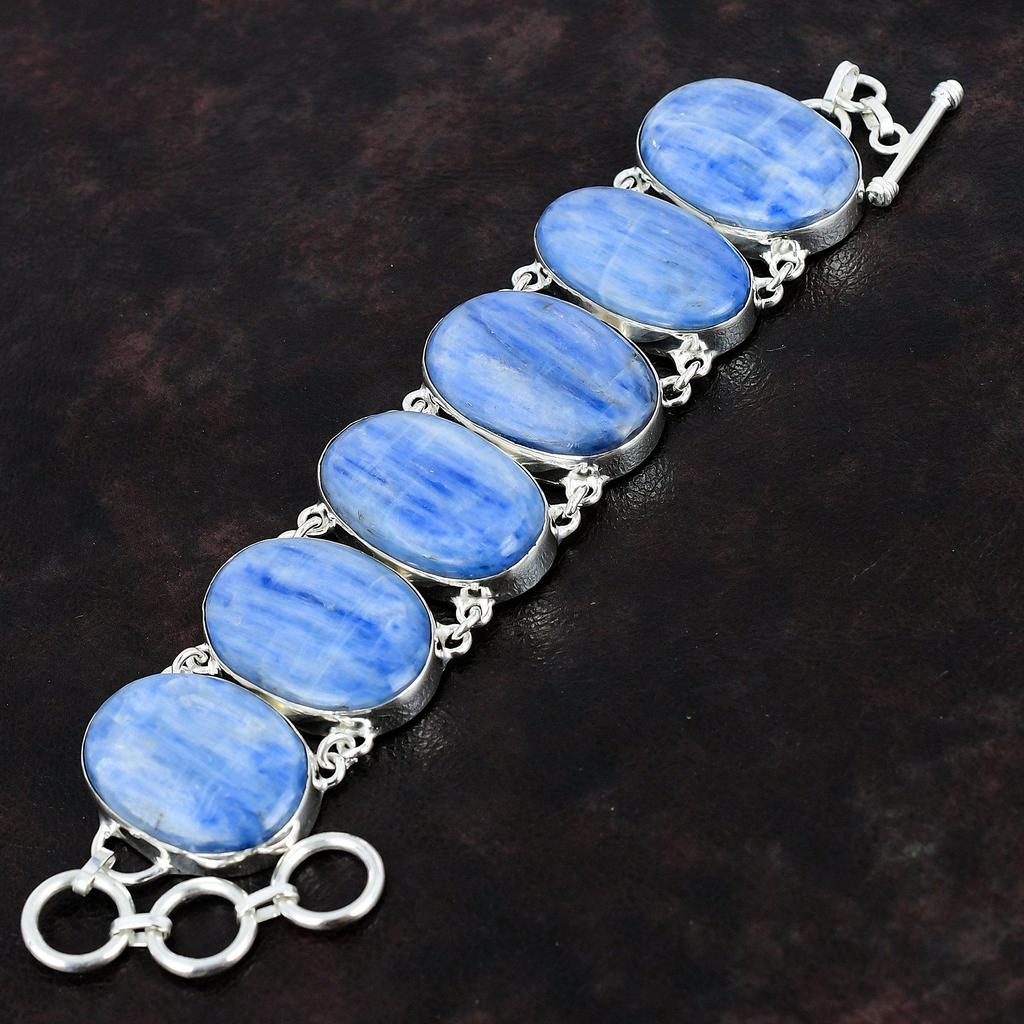 Kyanite Gemstone Bracelet 925 Sterling Silver Bracelet Adjustable Chain Bracelet Handmade Silver Jewelry Gift For Men Latest Design Bracelet
