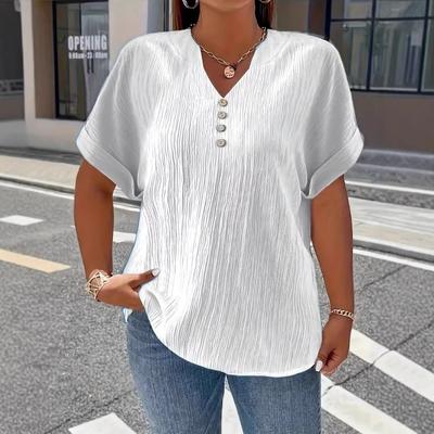 European and American Summer Casual Women's V-neck Short-sleeve Tops T-shirts