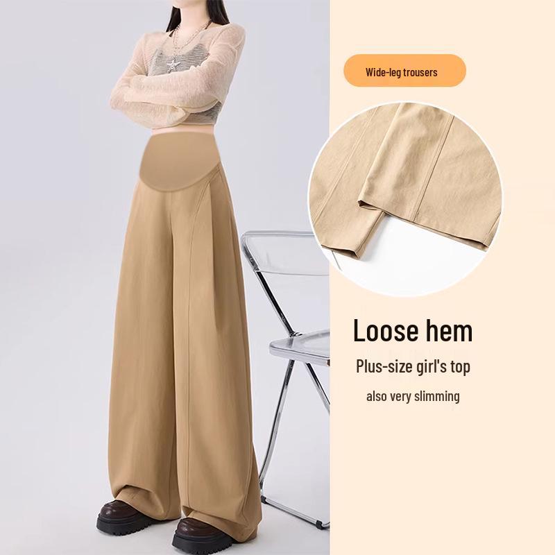 Spring/Summer 2026 Loose Maternity Wide-Leg Pants - Washed Cotton, Casual & Skin-Friendly Suit Pants for Moms