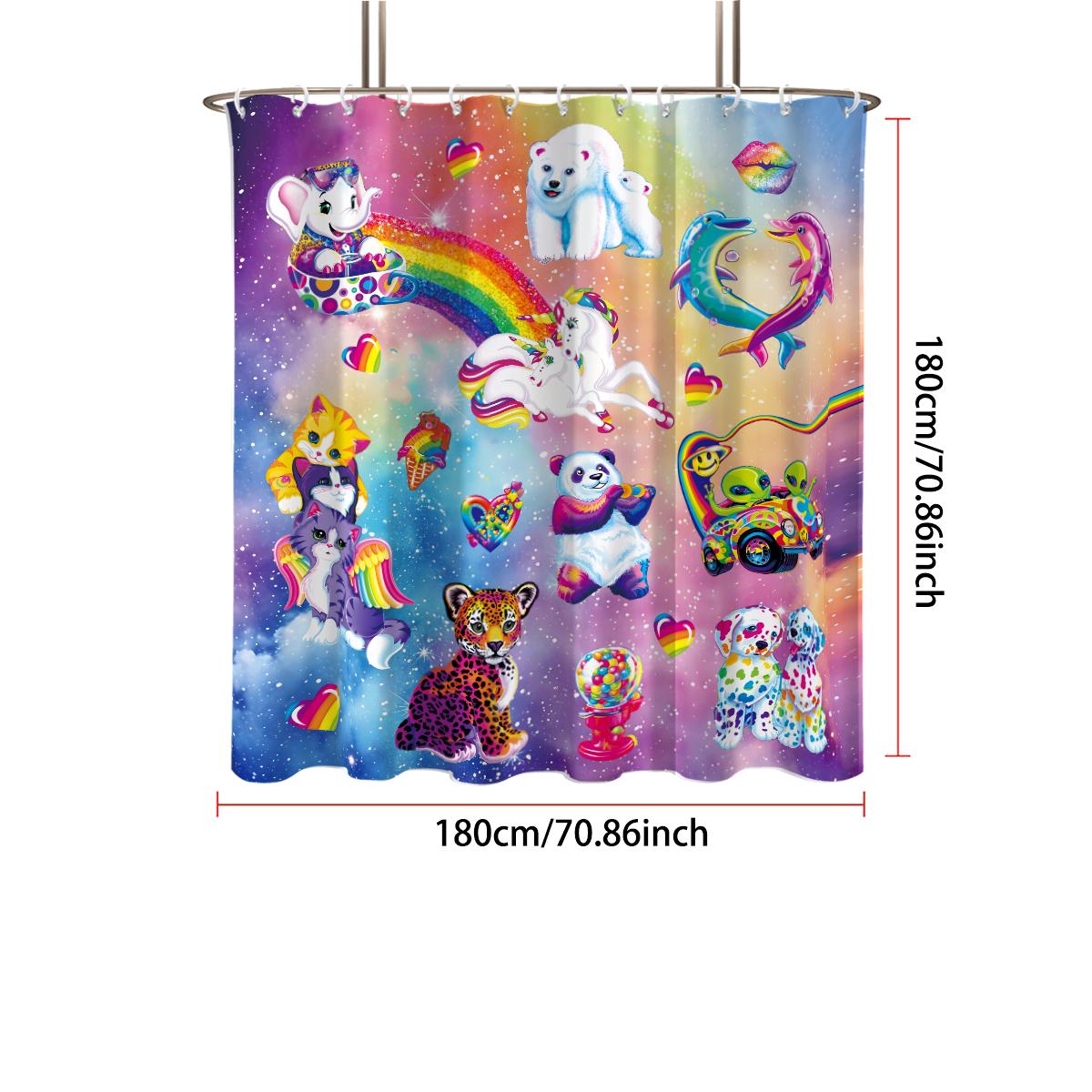 

1Pc Rainbow Animal Printed Waterproof Shower Curtain Bathroom Partition Privacy Multiple Sizes 12 Hooks Easy To Install 120*180cm