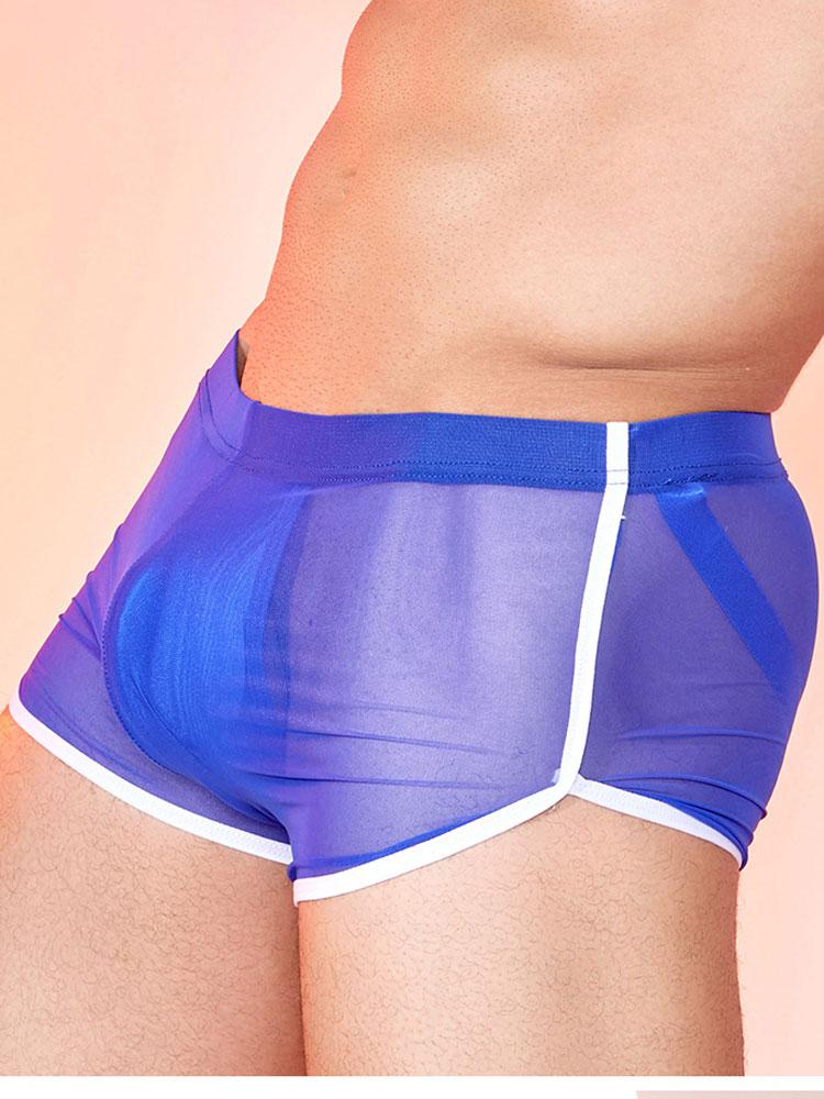 Sexy Skinny Shorts Men's Mesh Sheer See Through Boxer Exotic Underwear U Bulge Pouch Shaper Man Lingerie Breathable Comfortable