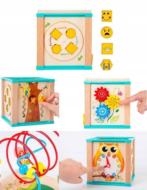 Kostra Edukacyjna Sorter Montessori Drewniany Interaktywny Z Labiryntem 5W1