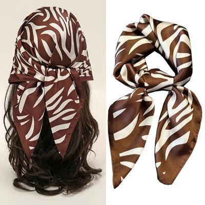 Mode Zebra Streifen Designer Print Schal Damen 70x70cm Satin Schals Luxus Bandana Hijab Halstuch Stola Tuch
