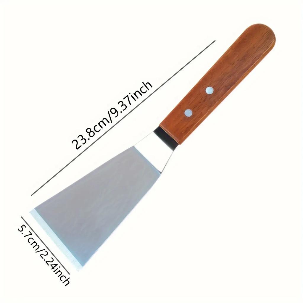 1/2pcs Stainless Steel Spatula with Angled Edge and Hardwood Handle - Large Metal Turner, Suitable for Cast Iron Skillets