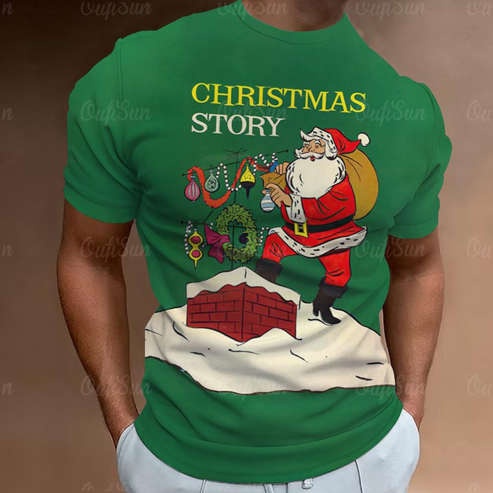 Funny Santa Claus Print Christmas T-Shirts 3d Oversized Tops Tees Mens Shirts Summer Holiday Casual O-Neck Male Harajuku Clothes