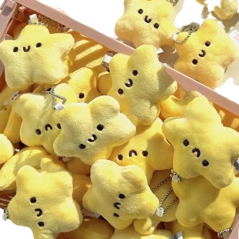 Cute Stars Plush Toy Doll Squeak Keychain Fluffy Soft Stuffed Toy Backpack Bag Pendant Charms Adorkable Gift For Kids Girlfriend