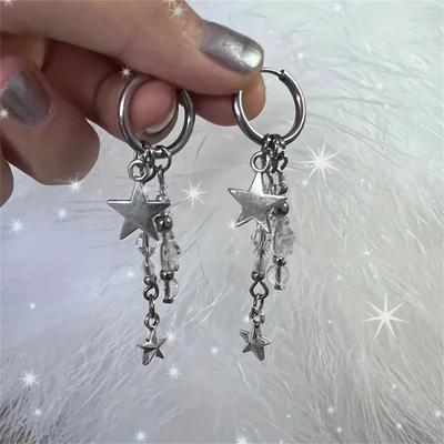 Chic Drop Earrings Trendy Star Tassel Design Match Daily Outfits Party Accessories Y2k Style Jewelry For Female Fashionable Stuff