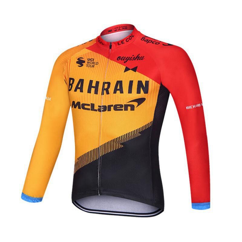 Mens Cycling Jersey Set Long Sleeve Slim Fit Mountain Road Bike Apparel Quick Dry Breathable UV Protection
