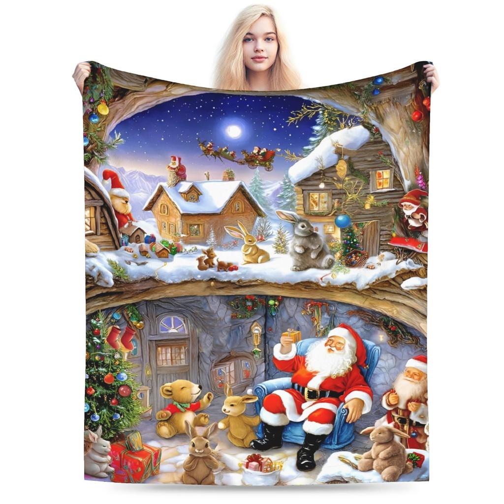 Christmas Eve Blanket Travel Flannel Throw Blanket For Couch Chair Warm Soft Custom Quality Bedspread Gift Idea