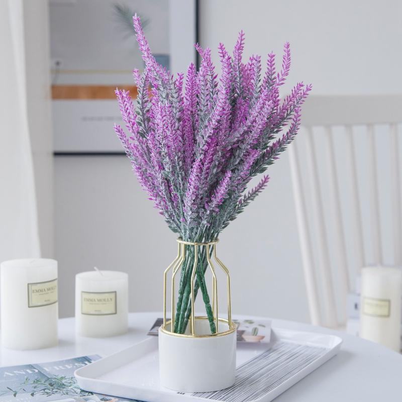 1Pc Artificial Plants Scrapbook Plastic Lavender Vases Home Decor Ornamental Flowerpot Party Wedding Decorative Flowers Diy Gift