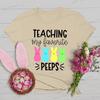 Teaching My Favorite Peeps Shirt Women Easter Bunny Teacher Cute Short Sleeve Tshirt Happy Easter Teacher Matching Tops Tees