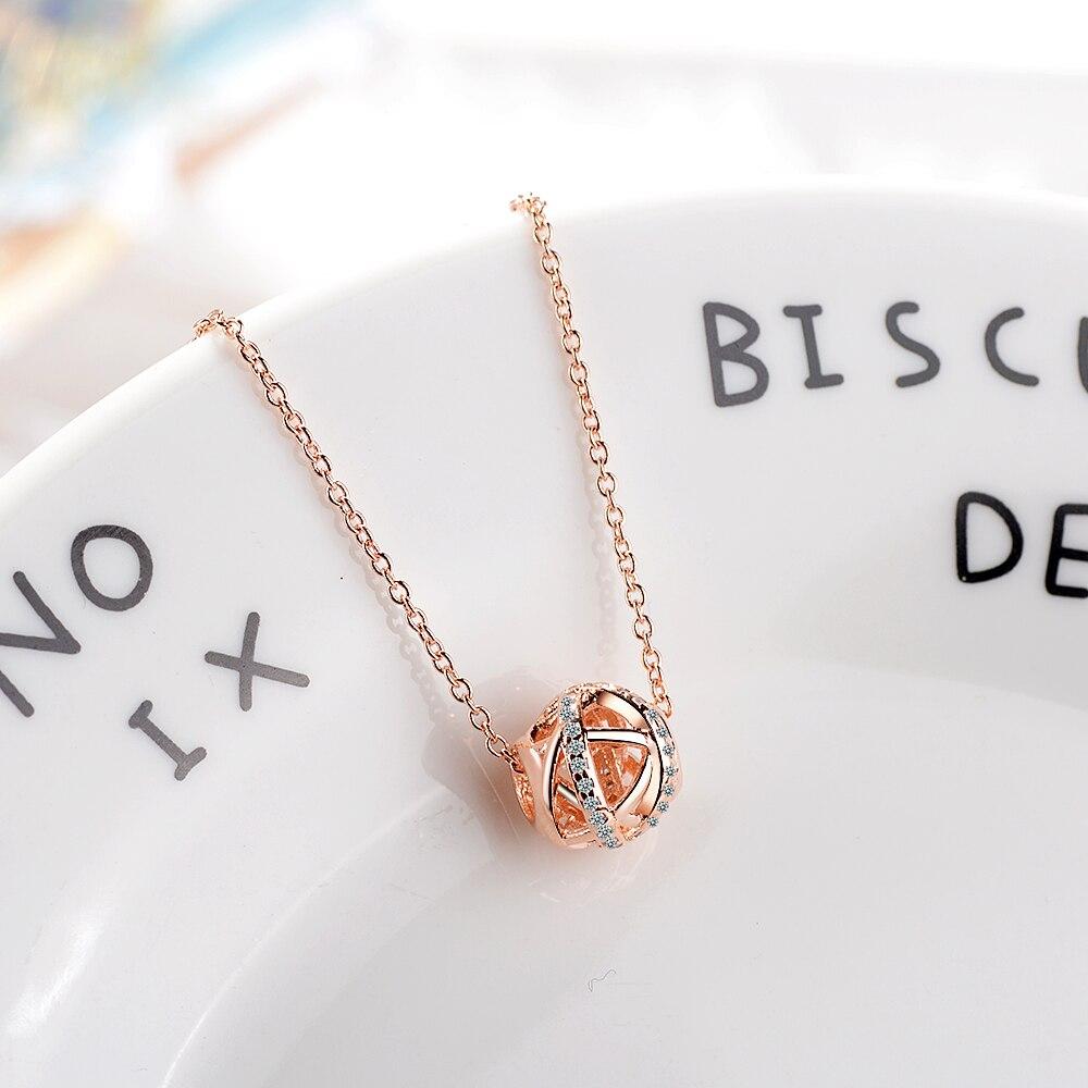 925 Sterling Silver Charms Wedding Lucky Beads Pendant Necklace Bling Zircon Necklace for Christmas Gifts S-N358