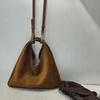 2024 Autumn/Winter TR Frosted Cowhide Triangle Shoulder & Messenger Bag: Retro Leather Handbag