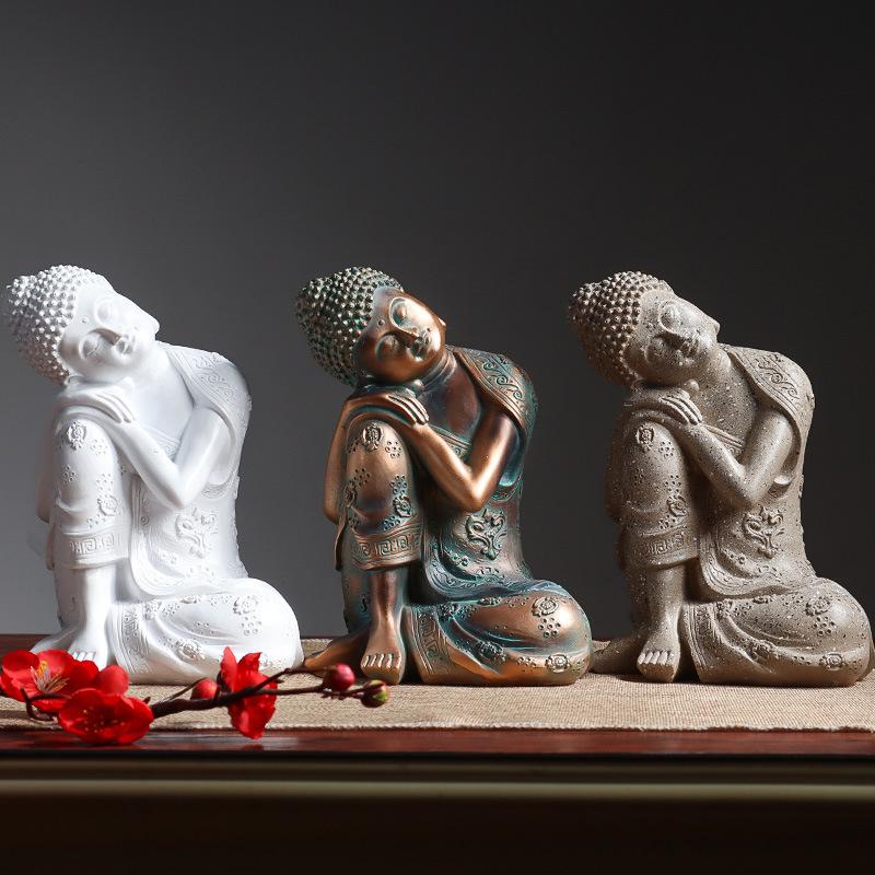 Statuia lui Buddha așezată în dormit din Asia de Sud-Est Artizanat din rășină Thailanda Hindu Fengshui Grădină Zen Birou Decorarea casei Meditație
