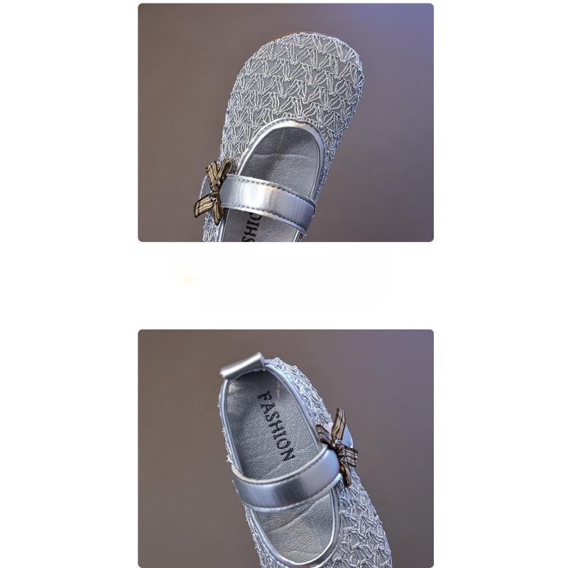 Girls' Princess Shoes Soft-Sole Non-Slip Leather Shoes, Breathable Mesh Hollow-Out Casual Shoes for Toddlers