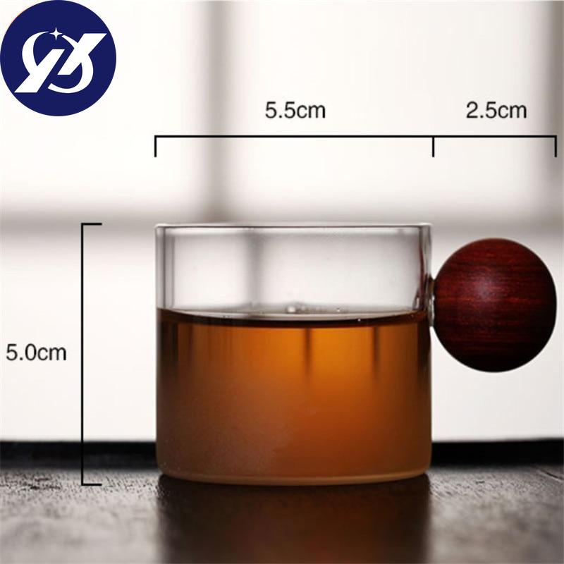 Glas W Himmel Weinglas mit Holzgriff Büro Kleine Teetasse Handgefertigter Becher Trinkgeschirr