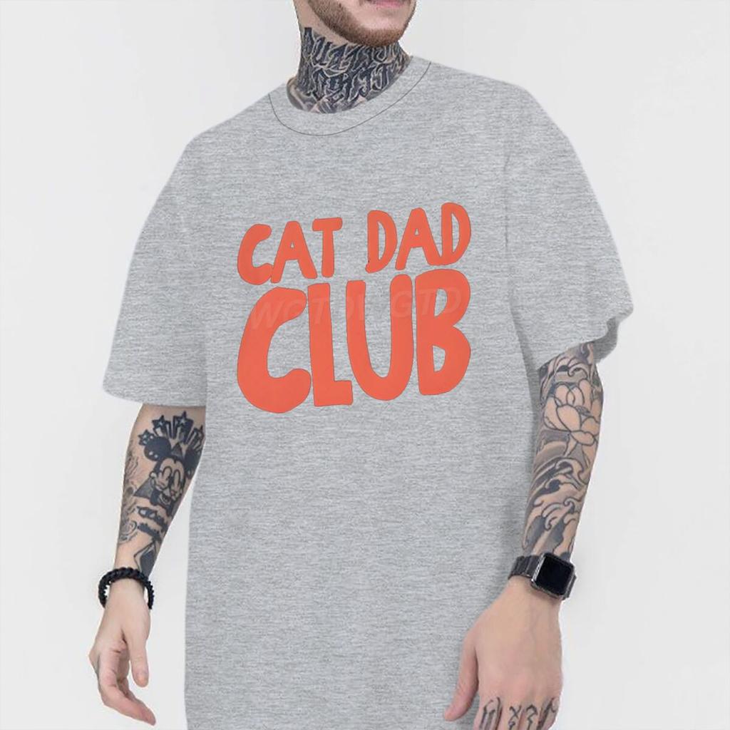 Cotton Mens Clothing Cat Dad Club Print T Shirt High Quality Cotton Male Short Sleeve Streetwear Fun Animal Kitten Tshirts