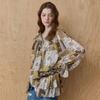 Bohemian Flower Print Frill Blouse Ze06qb013na