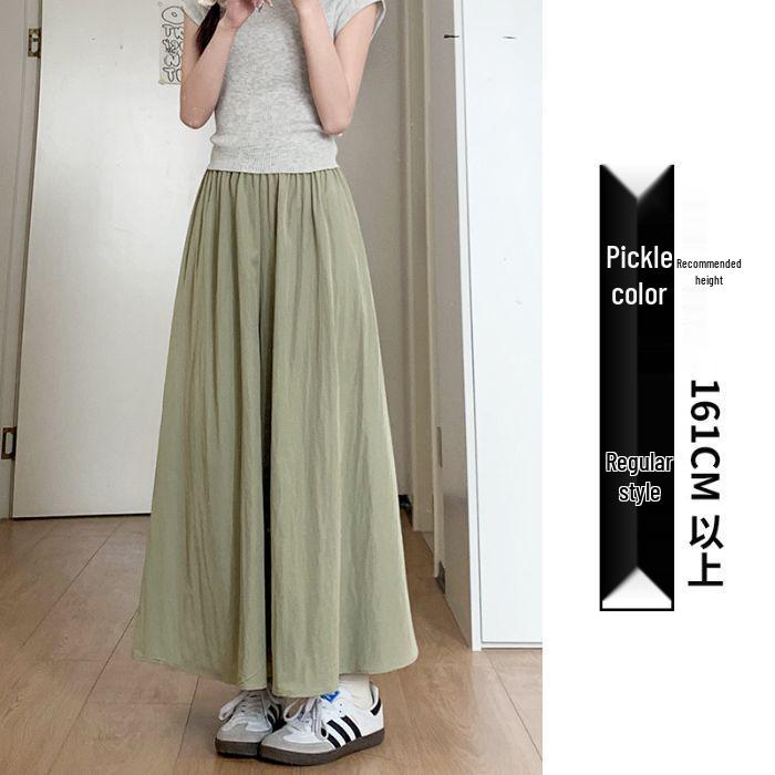 

Плиссированные брюки с высокой талией и широкими штанинами - Женский летний повседневный драпированный стиль M (36-45 kg)