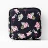Sanitary Napkin Storage Bag Menstrual Cup Pouch Portable Pads with Zipper Feminine(Black - Flamingo)