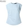 ZANZEA Women Round Neck Sleeveless Twisted Side Casual Elegant Tank Tops