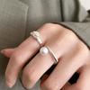 Panjbj  Copper Shell Pearl Ring For Women Irregular Sweet Romantic Office Jewelry Birthday Gift Dropship