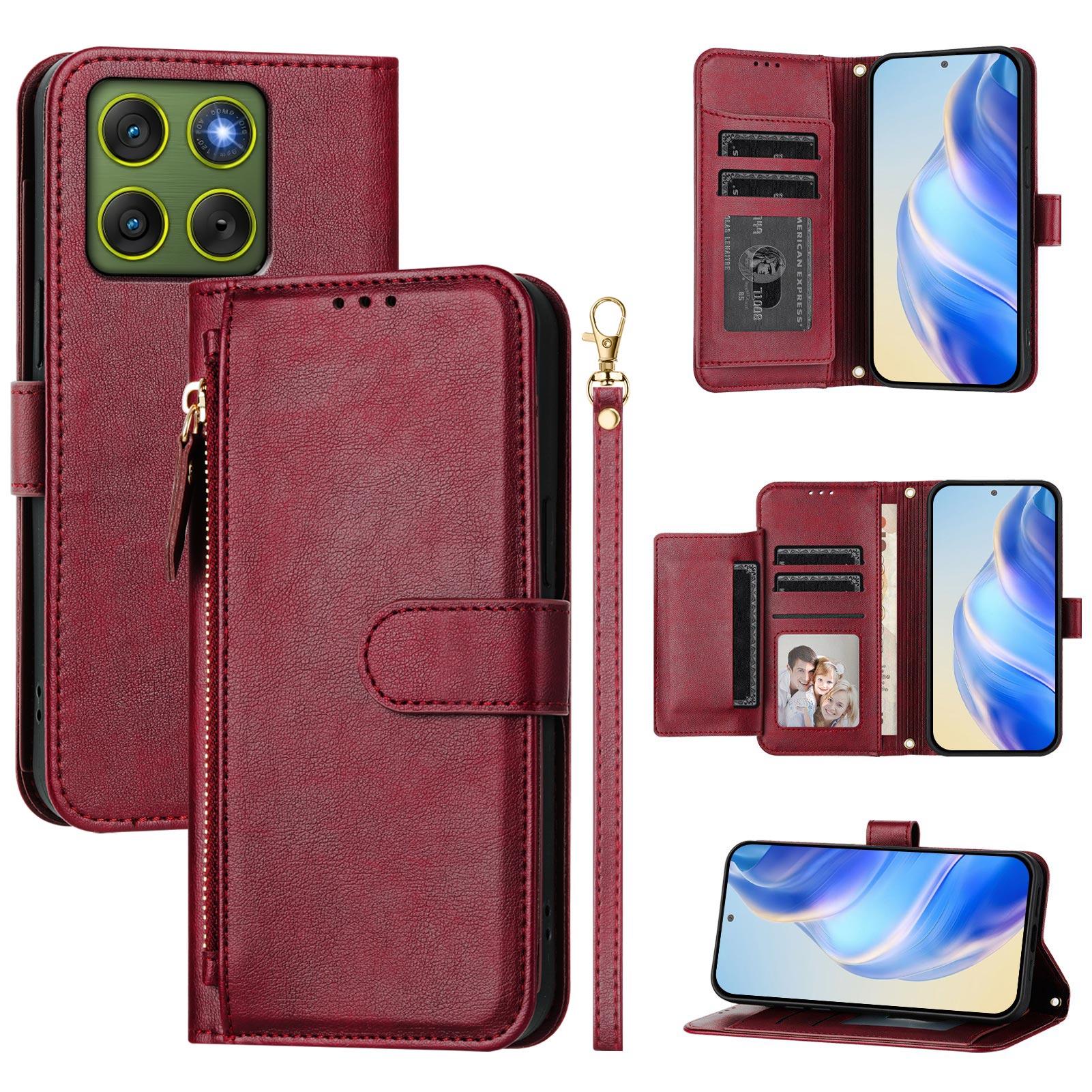 

For Motorola Edge 70 5G Case Zipper Pocket Multiple Card Slots Leather Phone Cover