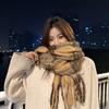 Scarf winter explosion Maillard style high atmosphere Korean Mahai plush versatile plaid scarf woman