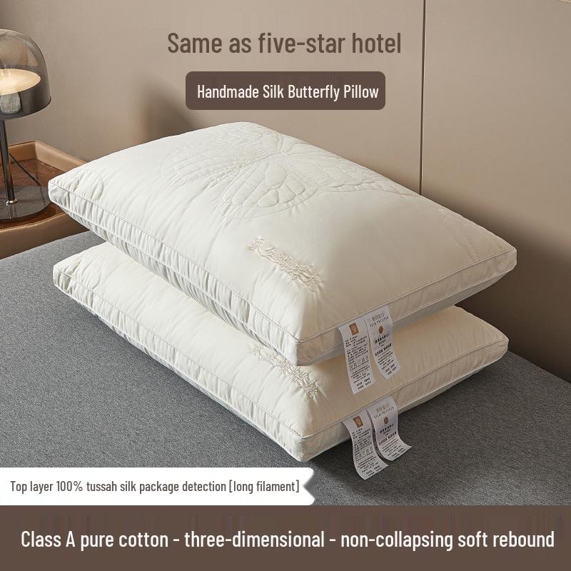 Luxury Silk & Cotton Neck Support Pillow Pair for Home Use