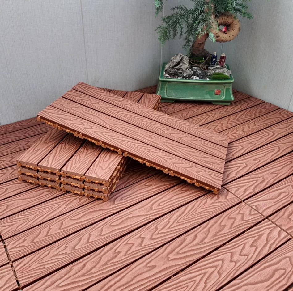 Outdoor Interlocking Flooring, Outdoor Plastic Wood Flooring, Balcony Bathroom Floor Mat, Environmentally Friendly, Anti-Corrosion, No Joist Terrace