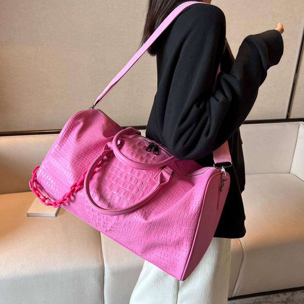 Borse da Viaggio Impermeabili con Texture Coccodrillo, Borsa a Mano Tote Capiente, Borse da Viaggio Duffel, Pelle PU, Borse Sportive Yoga Fitness da Donna