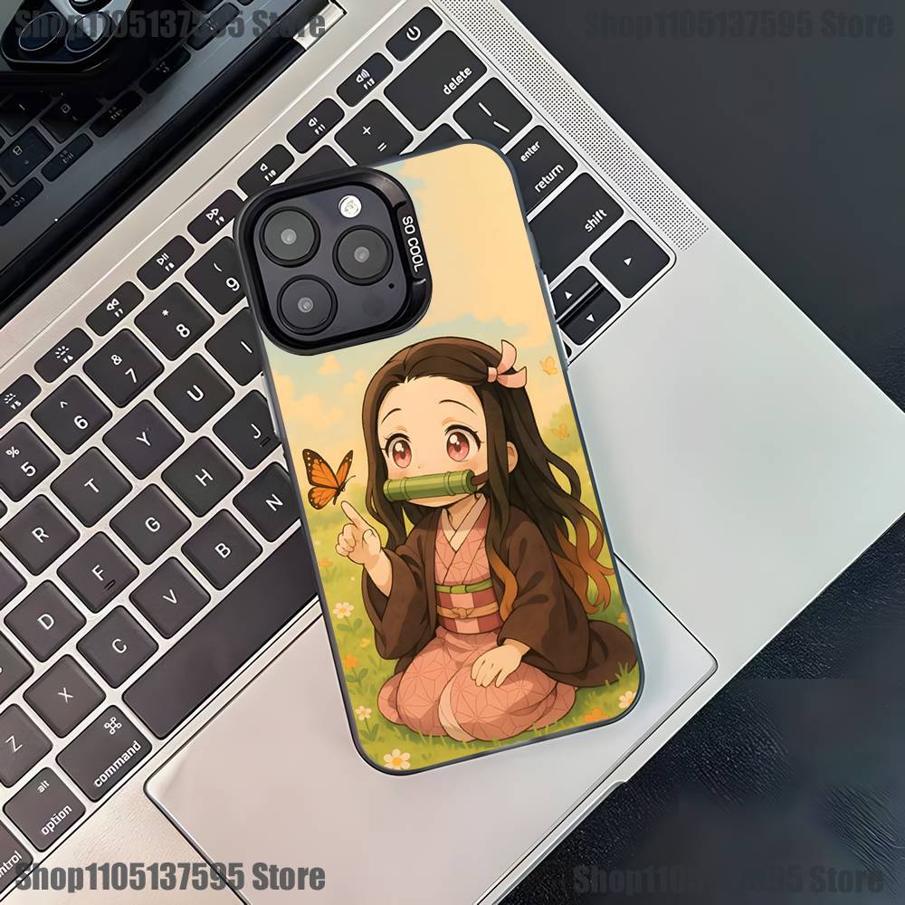 D-Demon N-Nezuko Slayer Phone Case For iPhone 16,15,14,13,12,11,Pro,XS,Max,Plus,Mini,SE4,E Black Matte Shockproof Cover