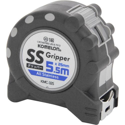 Komelon Convex Stainless Steel Gripper 25, 25mm Tape Width, 5.5m, KMC-32S, Black