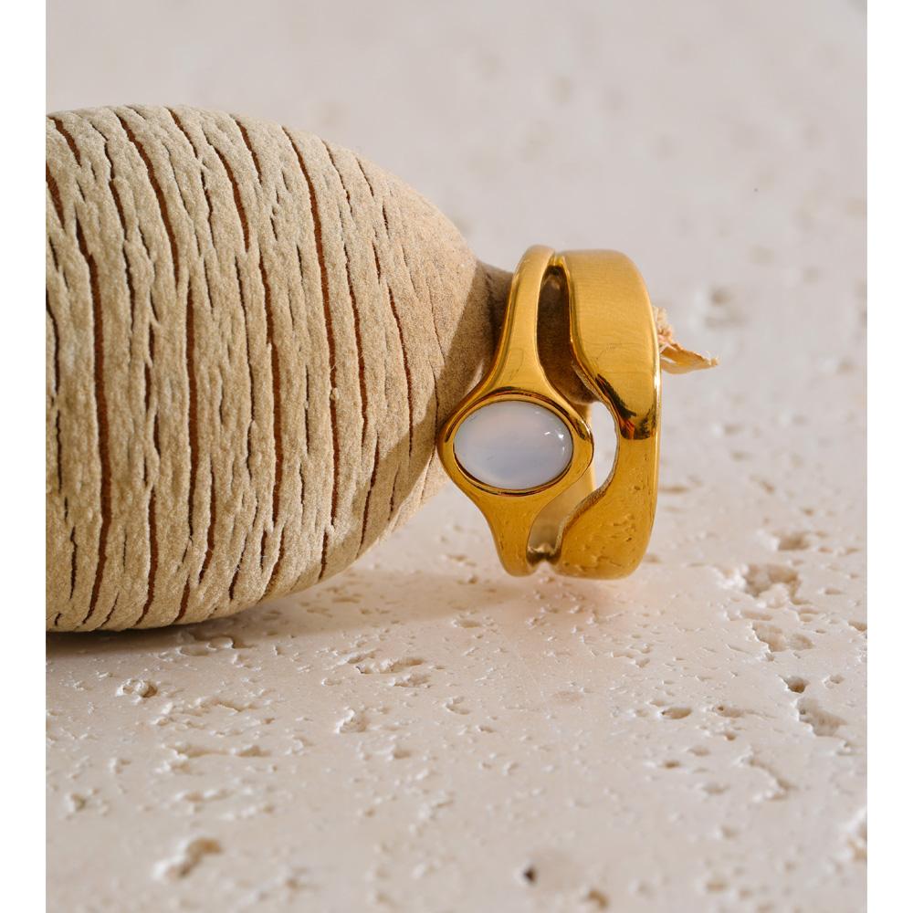 Yhpup Size 6789 Stainless Steel Shell Double-Layer Wide Ring for Women Tarnish Resistant Smooth Metal Casting Charm Jewelry
