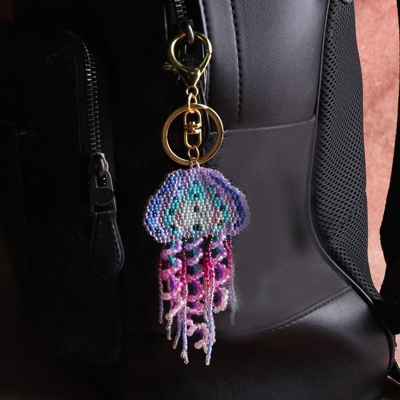 Jellyfish Tassel Keychain, Cute Bag Decorative Pendant, Creative Handcrafted Beaded Keychain