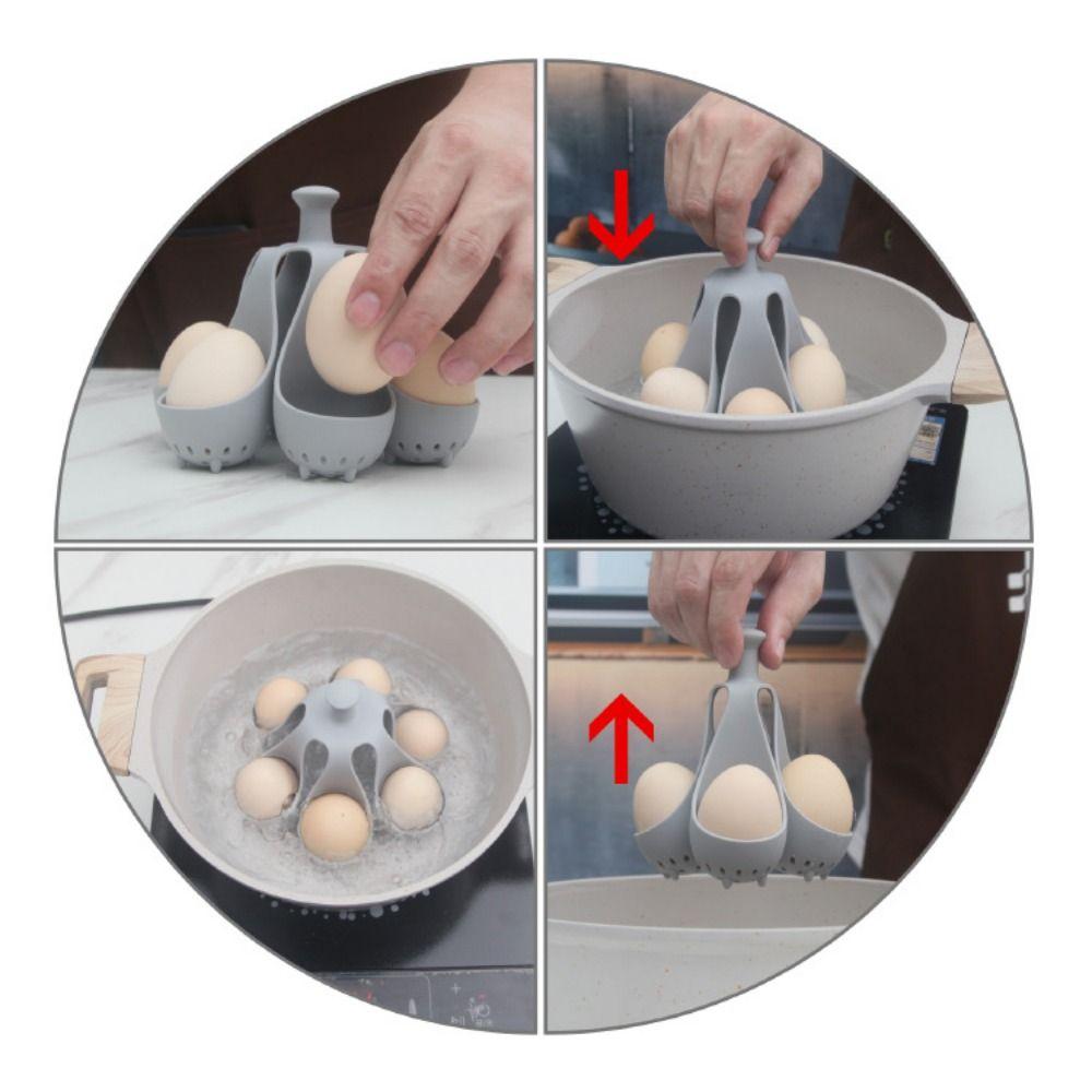 with Handle Egg Steamer Tray Silicone Egg Cooker Easy Kitchen Gadgets Healthy