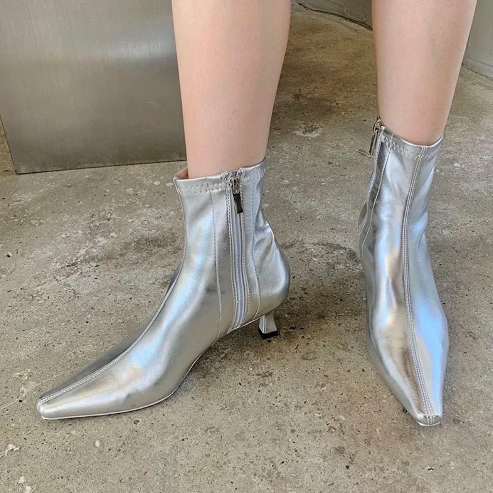 Bequeme Weiche Leder Spitze Damen Knöchelhohe Stiefel Dünne Niedrige Absätze Damenschuhe Stiefeletten Größe 35-42