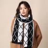 Red plaid scarf women's autumn and winter high-end sense versatile Christmas birthday gift new wool knitted scarf