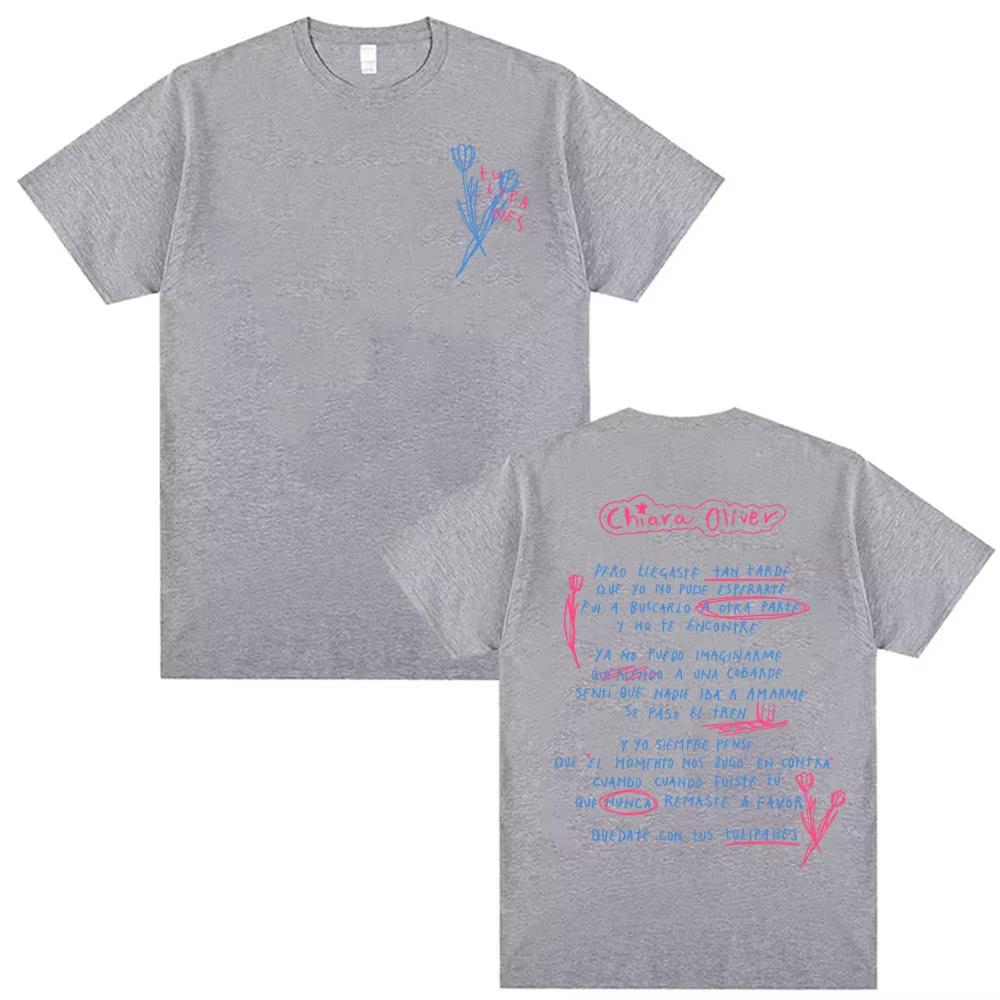 Singer CHIARA OLIVER Album Letters Print Tshirts Men Women Casual Cotton Short Sleeve Top Vintage Style High Street Tshirt
