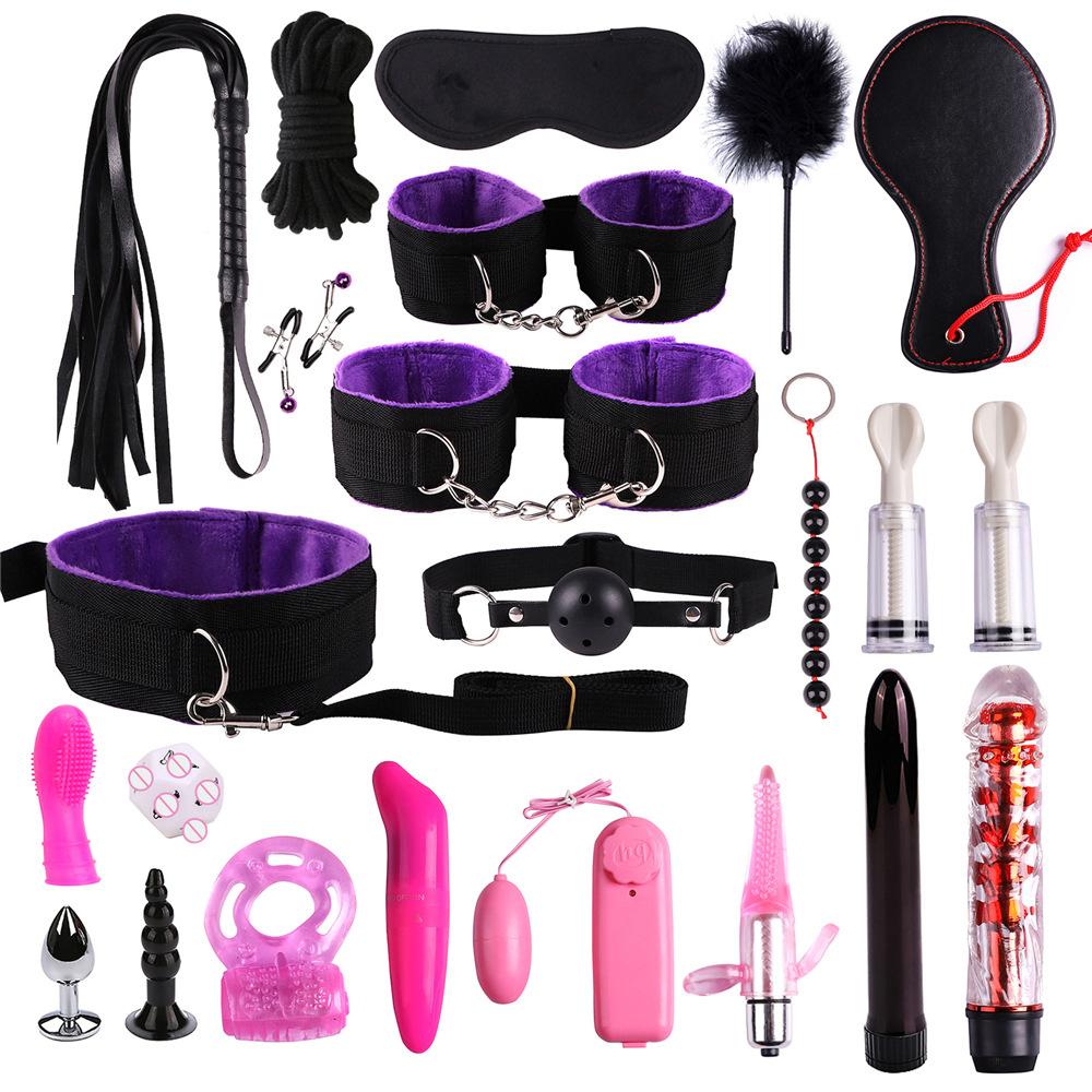 Sex Games Whip Gag Nipple Clamps Sex Toys For Couples Exotic Accessories Sexy Leather BDSM Kits Plush Sex Bondage Set Handcuffs