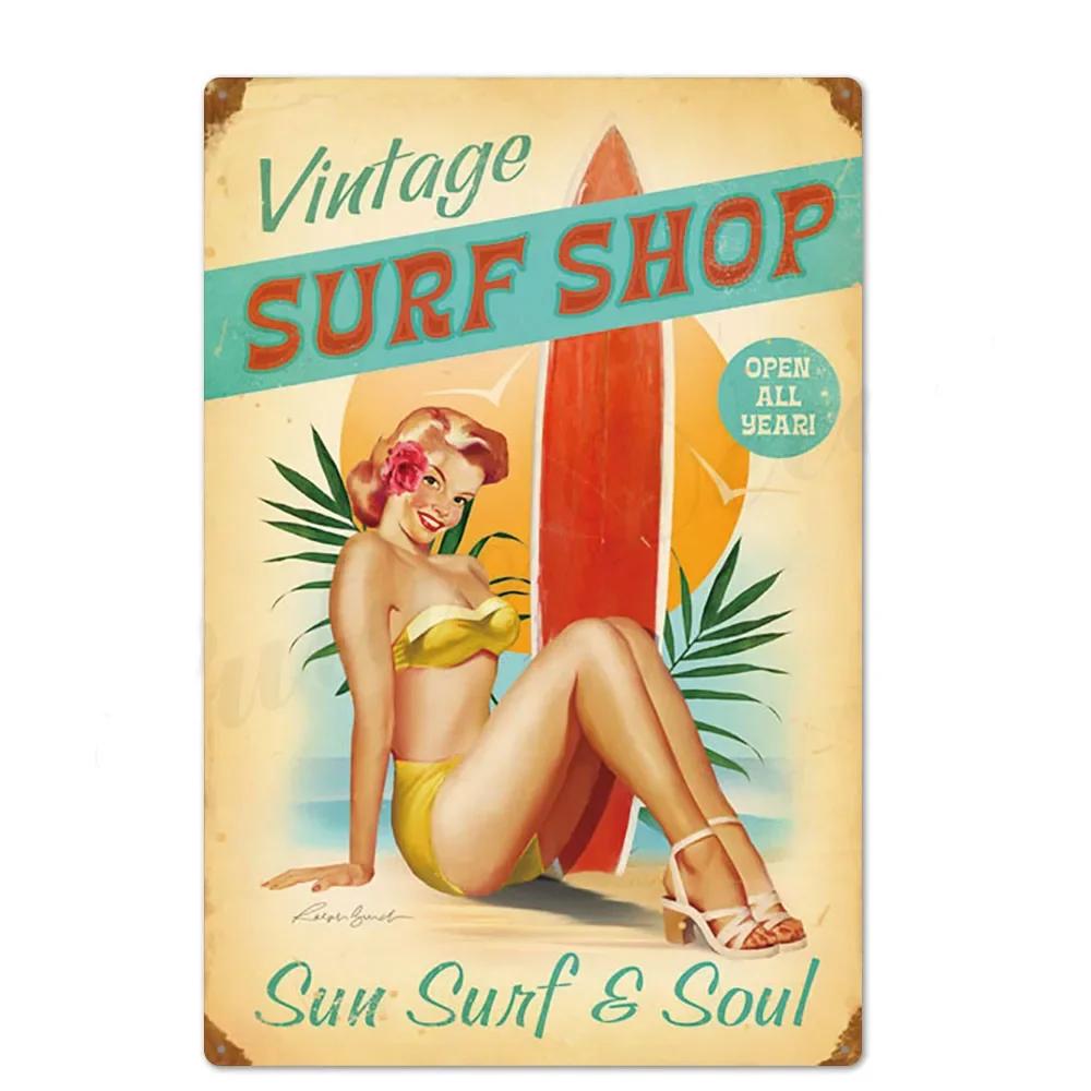 Vintage Pin Up Girl Tin Sign Plaque Sexy Retro Metal Wall Decor for Bar Pub Club Man Cave Classic Metal Sign Painting