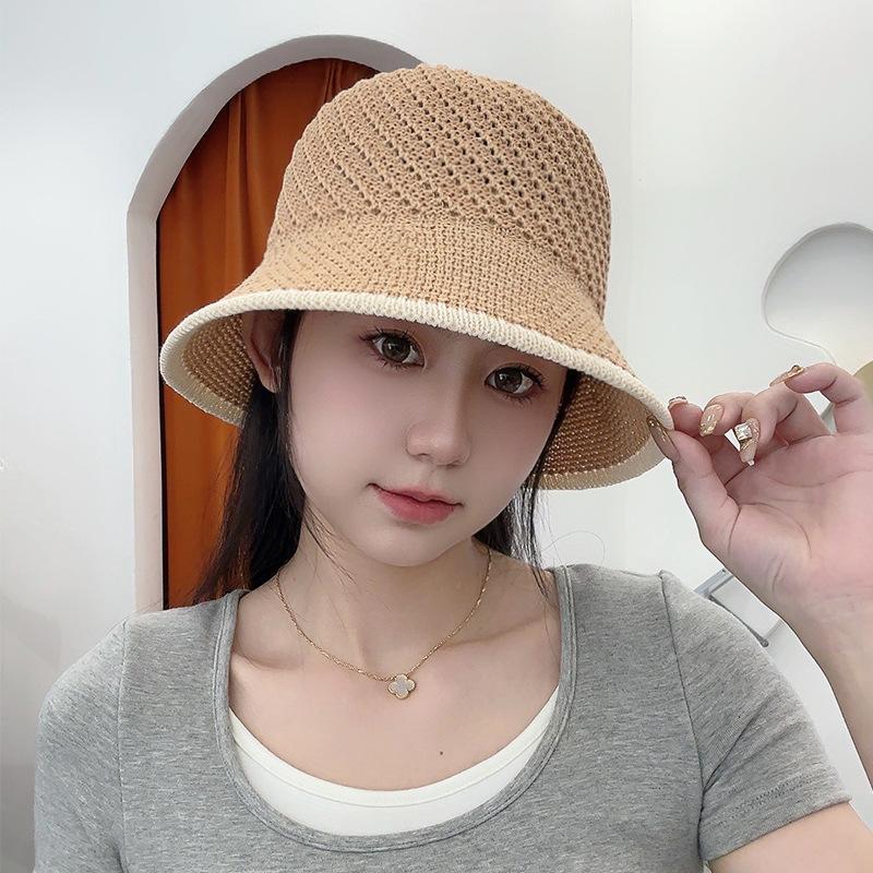 Women's summer fisherman hat, hollow and breathable, sun protection, UV protection, bucket hat for outdoor beach trips